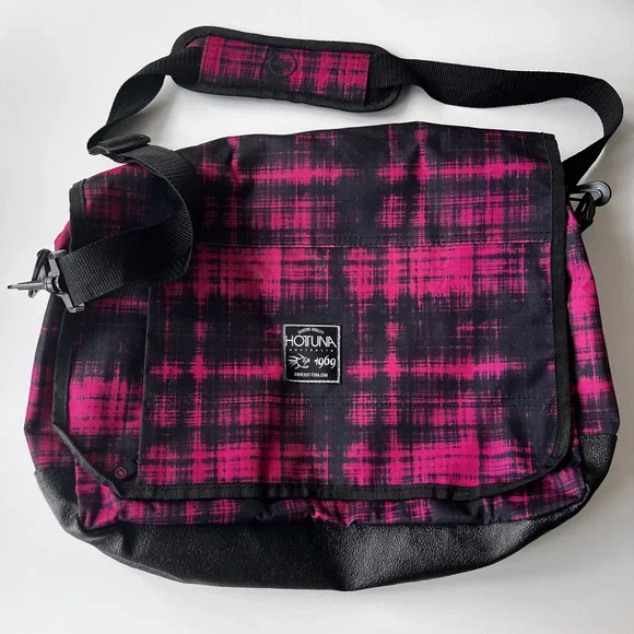 Hot Tuna pink black crossbody satchel bag - Picture 1 of 13
